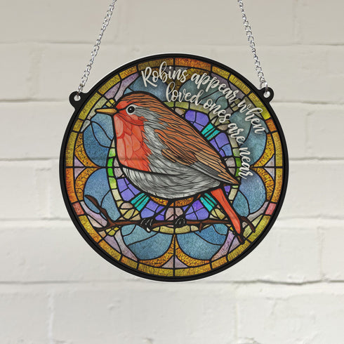Robin Appear Stained Glass Effect Suncatcher